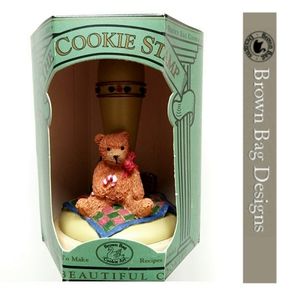 Hill Design Brown Bag Christmas Teddy Bear Cookie Stamp Press